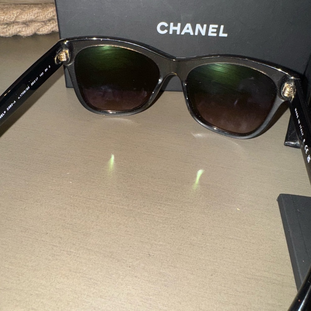 Authentic Chanel Black Sunglasses NWOT - Picture 5 of 7